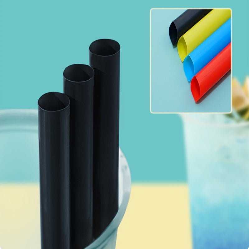 2000 Pack - Black Plastic Straws Individually Wrapped - 9" Drinking Straws, BPA Free - Boba Tea / Fruit Tea Disposable Straws 0.47" Wide - CokMaster
