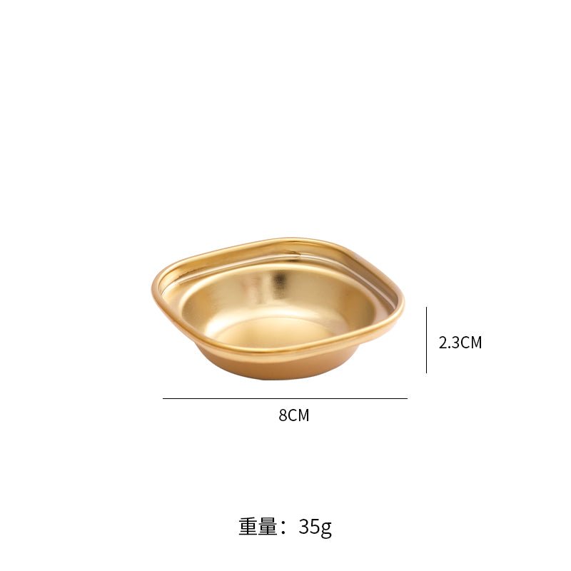304 stainless steel Korean style sauce dish gold saucer dish hot pot seasoning plate sauce dish barbecue tableware two grids and three grids - CokMaster