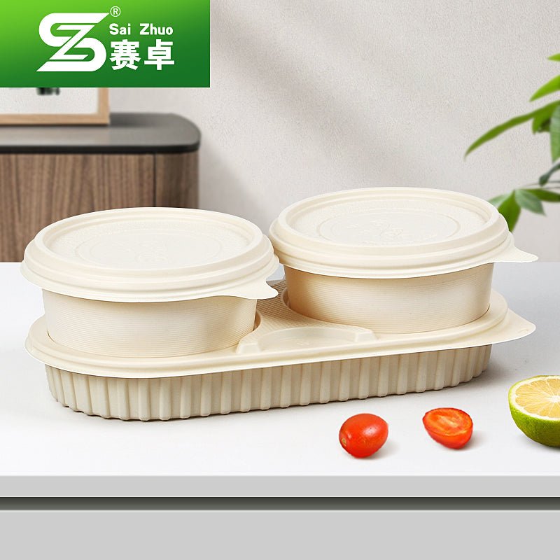Corn starch to-go box environmentally friendly degradable double-layer package lunch box creative disposable takeaway lunch box - CokMaster