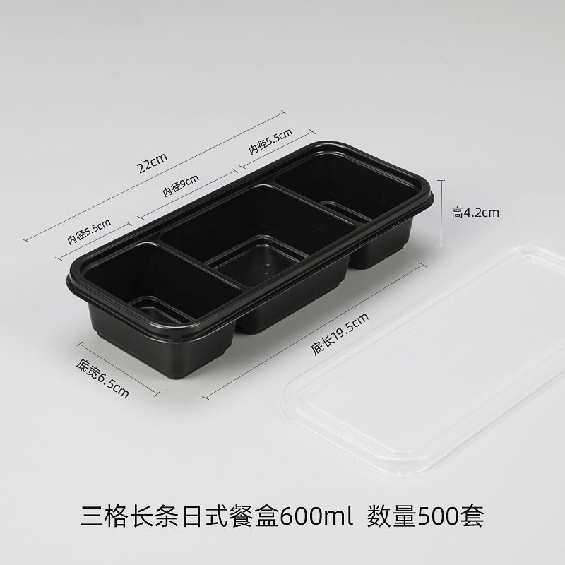 Disposable Lunch Box Japanese-style long to-go box three-grid rectangular takeaway sushi lunch box double-grid lunch box - CokMaster