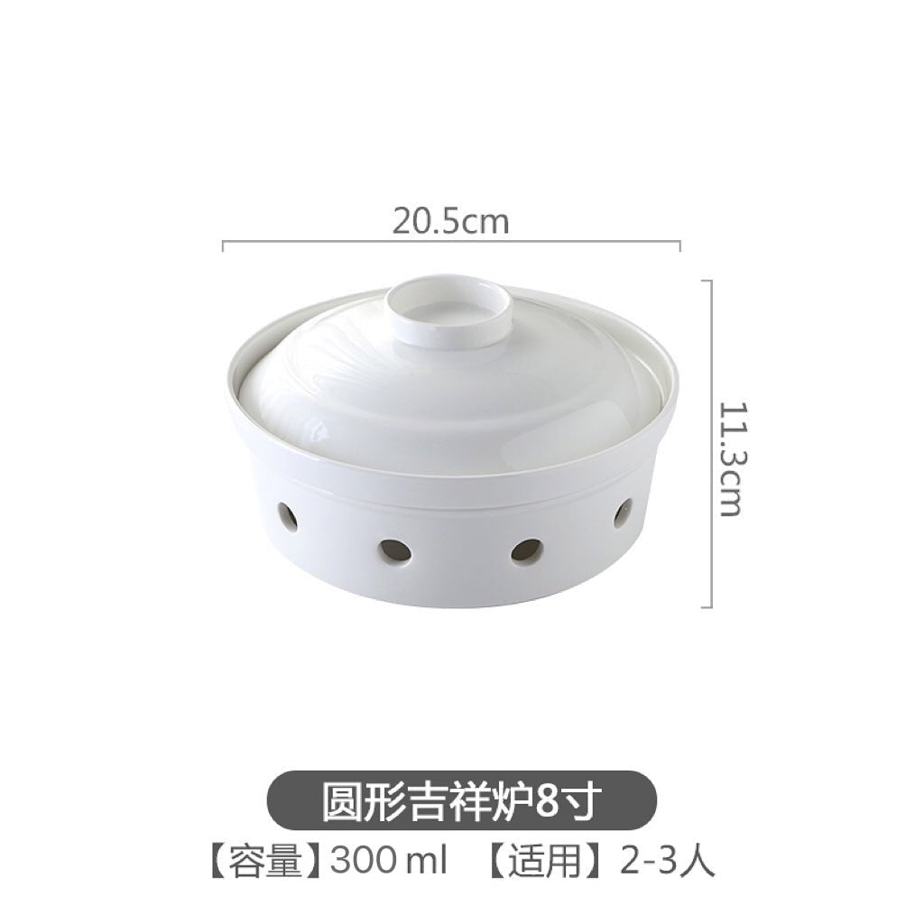 Hotel tableware hot pot candle alcohol insulation heating fish dish round plum blossom stove ceramic hot dishes plate household open stove - CokMaster