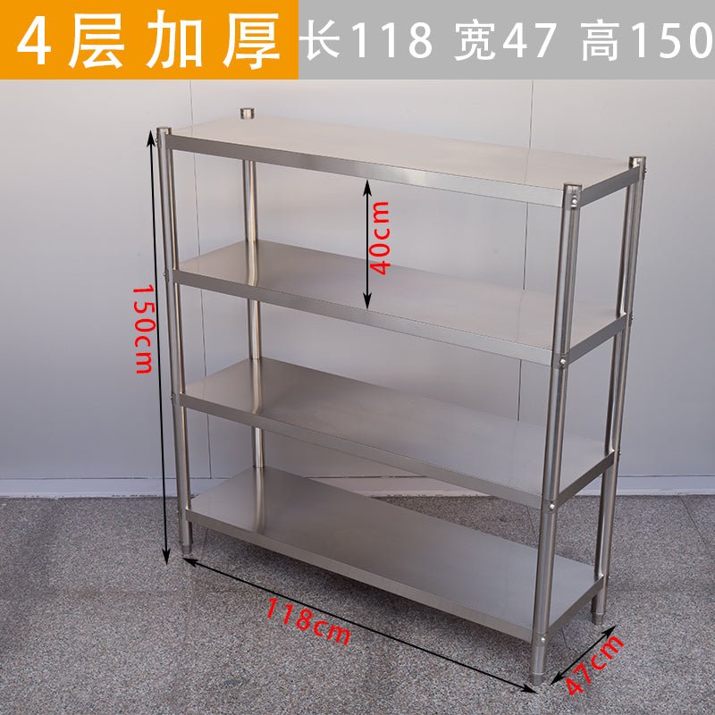 Kitchen shelf stainless steel four-layer floor-type multi-layer commercial flat rack storage shelf oven shelf microwave oven - CokMaster
