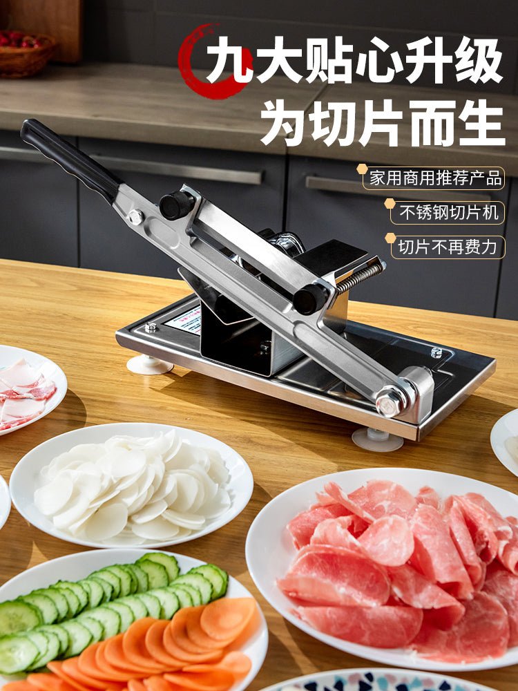 Lamb roll slicer household manual cutting rice cake knife donkey-hide gelatin frozen beef slices commercial marvelous meat cutter - CokMaster