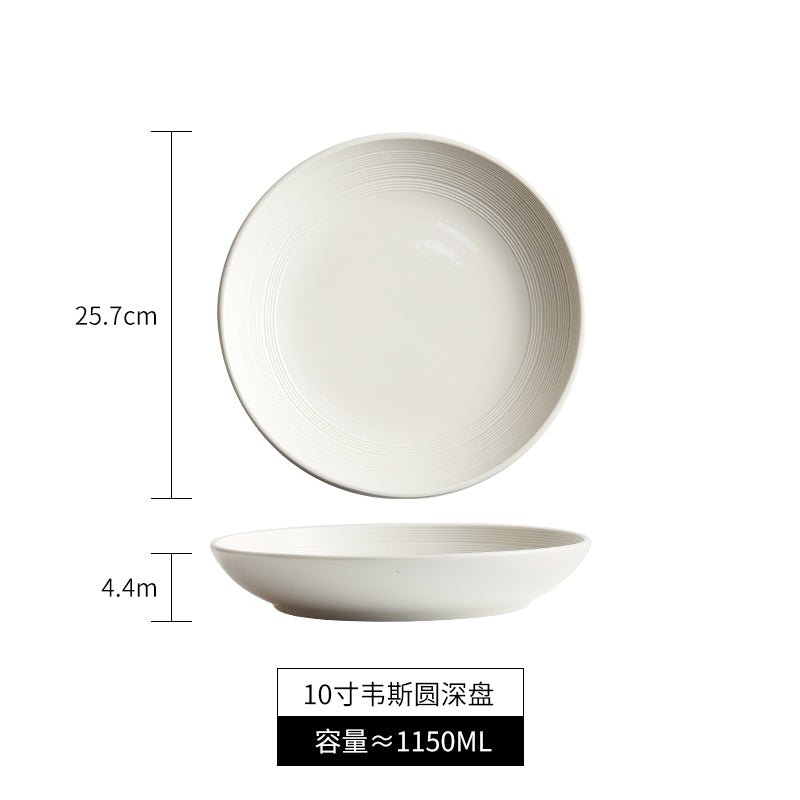 New plate bowl household Japanese dish ceramic soup plate high-grade deep plates tableware salad dish plate - CokMaster